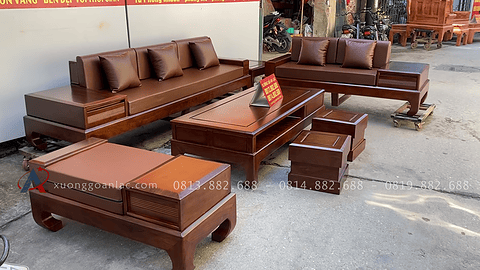 sofa chân hươu cong hàng vip gỗ hương đá