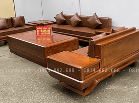 bộ sofa chân chếch kê hình chữ u gỗ hương đá