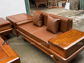 Bộ sofa chân chếch kê hình chữ U gỗ hương đá hàng siêu vip (Anh Đạt - Cao Bằng) 21 phần bệ tay kèm tab ngăn kéo