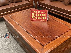 Bộ sofa chân chếch kê hình chữ U gỗ hương đá hàng siêu vip (Anh Đạt - Cao Bằng) 14 bàn trà gỗ hương đá hàng dày dặn