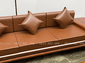 Bộ sofa chân chếch kê hình chữ U gỗ hương đá hàng siêu vip (Anh Đạt - Cao Bằng) 16 đoản dài kết hợp đệm da cao cấp