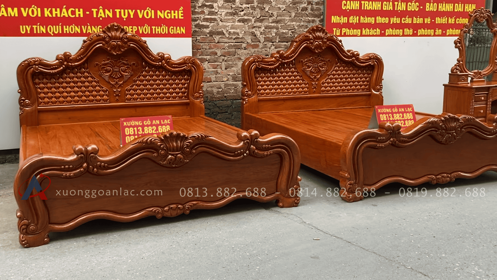 Giường vòm đục trám gỗ Hương Đá 1m8 x 2m 12 combo giường ngủ và bàn trang điểm louis hoàng gia gỗ hương đá