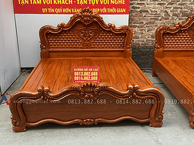 Giường vòm đục trám gỗ Hương Đá 1m8 x 2m 7 mẫu giường louis hoàng gia hoa lá tây