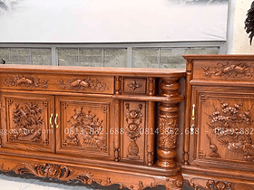 Combo kệ tivi cột nho đục tay dài 2m8 và đồng hồ cây hàng đặt kiểu hiện đại (Chú Hòa - Long Biên) 17 mẫu kệ thiết kế nhiều tủ và ngăn kéo