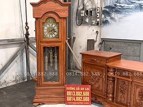 Combo kệ tivi cột nho đục tay dài 2m8 và đồng hồ cây hàng đặt kiểu hiện đại (Chú Hòa - Long Biên) 20 mẫu đồng hồ cây gỗ hương đá