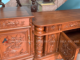 Combo nội thất gỗ hương đá hàng vip cho gia đình cô Hương ở Ninh Bình 12 mẫu kệ tivi cột nho con sóc