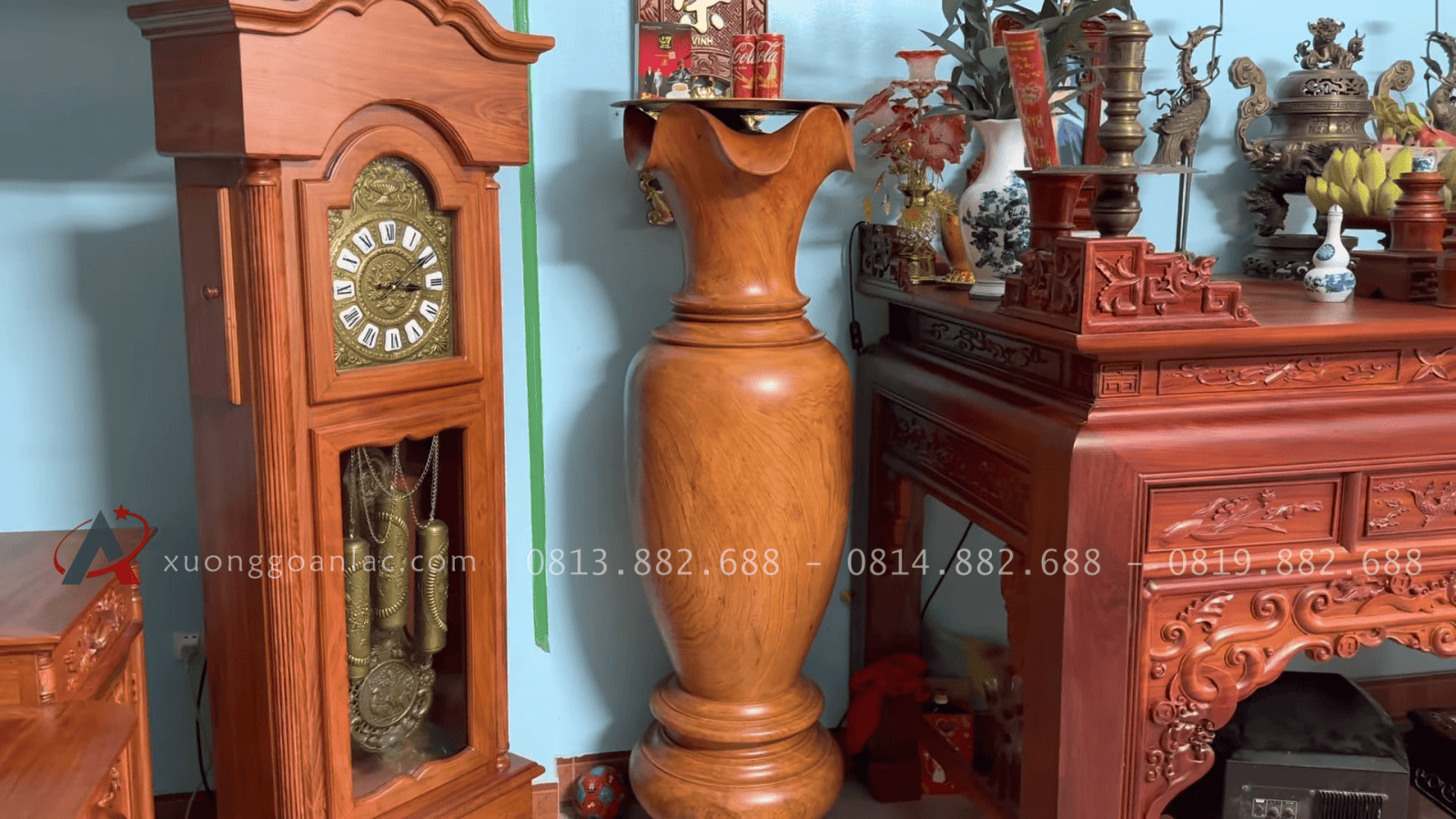 Combo nội thất gỗ hương đá hàng vip cho gia đình cô Hương ở Ninh Bình 25 đôi lục bình gỗ hương đá