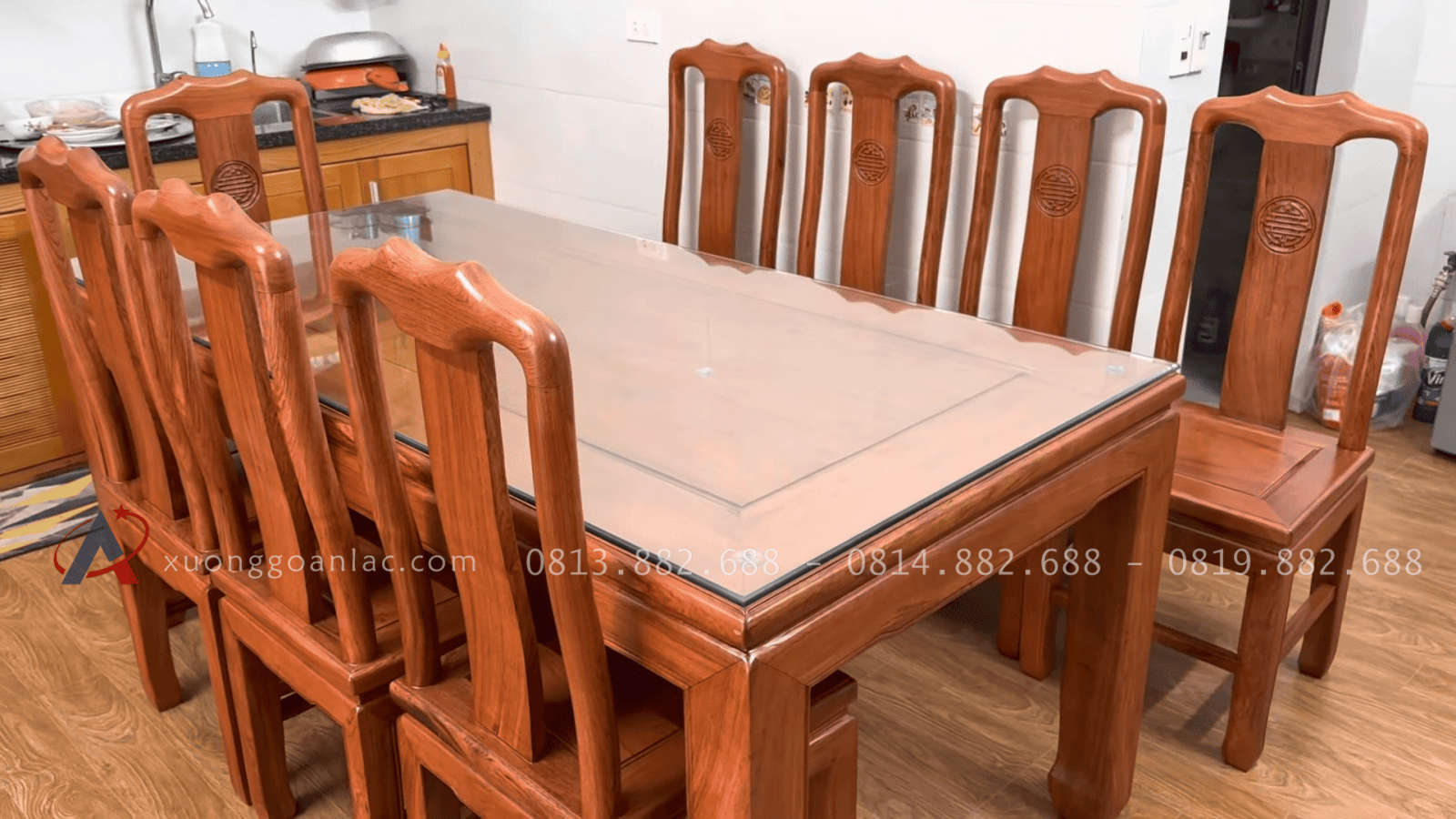 Combo nội thất gỗ hương đá hàng vip cho gia đình cô Hương ở Ninh Bình 28 bộ bàn ăn gỗ hương đá 8 ghế
