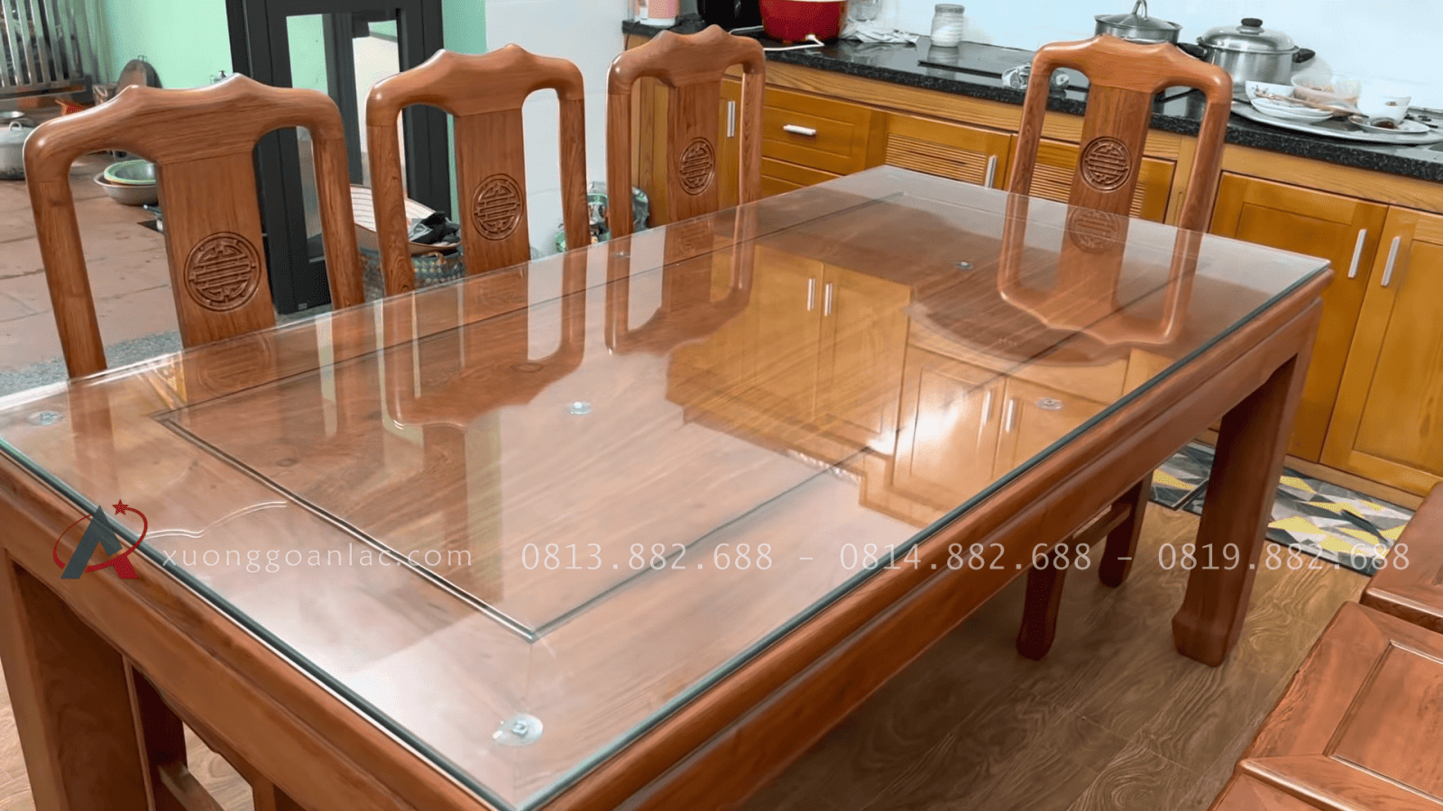 Combo nội thất gỗ hương đá hàng vip cho gia đình cô Hương ở Ninh Bình 29 bàn ăn chữ nhật rộng rãi