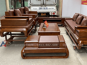 combo sofa đùi gà và kệ tivi phong cách hiện đại chất liệu gỗ hương đá