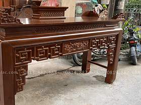 Combo sofa chân thuyền, kệ tivi và án gian thờ gỗ hương đá phun PU giả óc chó 25 mẫu án gian kích thước lớn