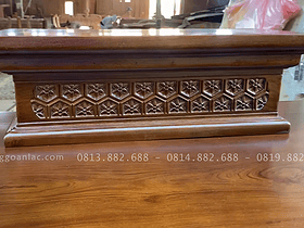 Combo sofa chân thuyền, kệ tivi và án gian thờ gỗ hương đá phun PU giả óc chó 27 thiết kế nhị cấp gỗ hương đá