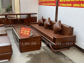 Combo sofa chân thuyền, kệ tivi và án gian thờ gỗ hương đá phun PU giả óc chó 15 bộ đôi sofa và kệ tivi gỗ hương đá