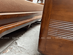 Combo sofa chân thuyền, kệ tivi và án gian thờ gỗ hương đá phun PU giả óc chó 19 thiết kệ hệ chân thuyền chếch khỏe khoắn