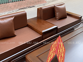 Combo sofa chân thuyền, kệ tivi và án gian thờ gỗ hương đá phun PU giả óc chó 21 phần tab tích hợp ngăn kéo