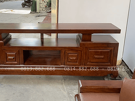 Combo sofa chân thuyền, kệ tivi và án gian thờ gỗ hương đá phun PU giả óc chó 22 mẫu kệ tivi sofa 4 ngăn kéo