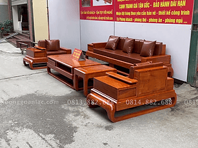 combo sofa đùi gà và kệ tivi giả nguyên khối gỗ hương đá