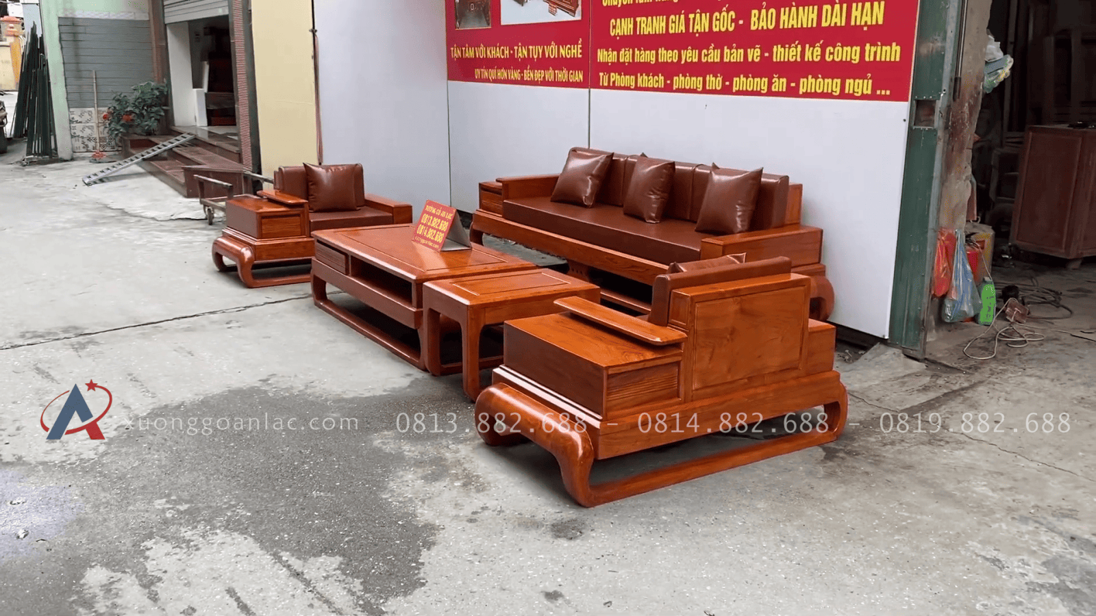Combo sofa đùi gà full đệm da và kệ tivi giả nguyên khối gỗ hương đá vip (Anh Mạnh - Nam Định) 24 combo sofa đùi gà và kệ tivi giả nguyên khối gỗ hương đá