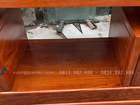 Combo sofa đùi gà full đệm da và kệ tivi giả nguyên khối gỗ hương đá vip (Anh Mạnh - Nam Định) 23 hốc giữa để nguyên tạo khu vực để âm ly