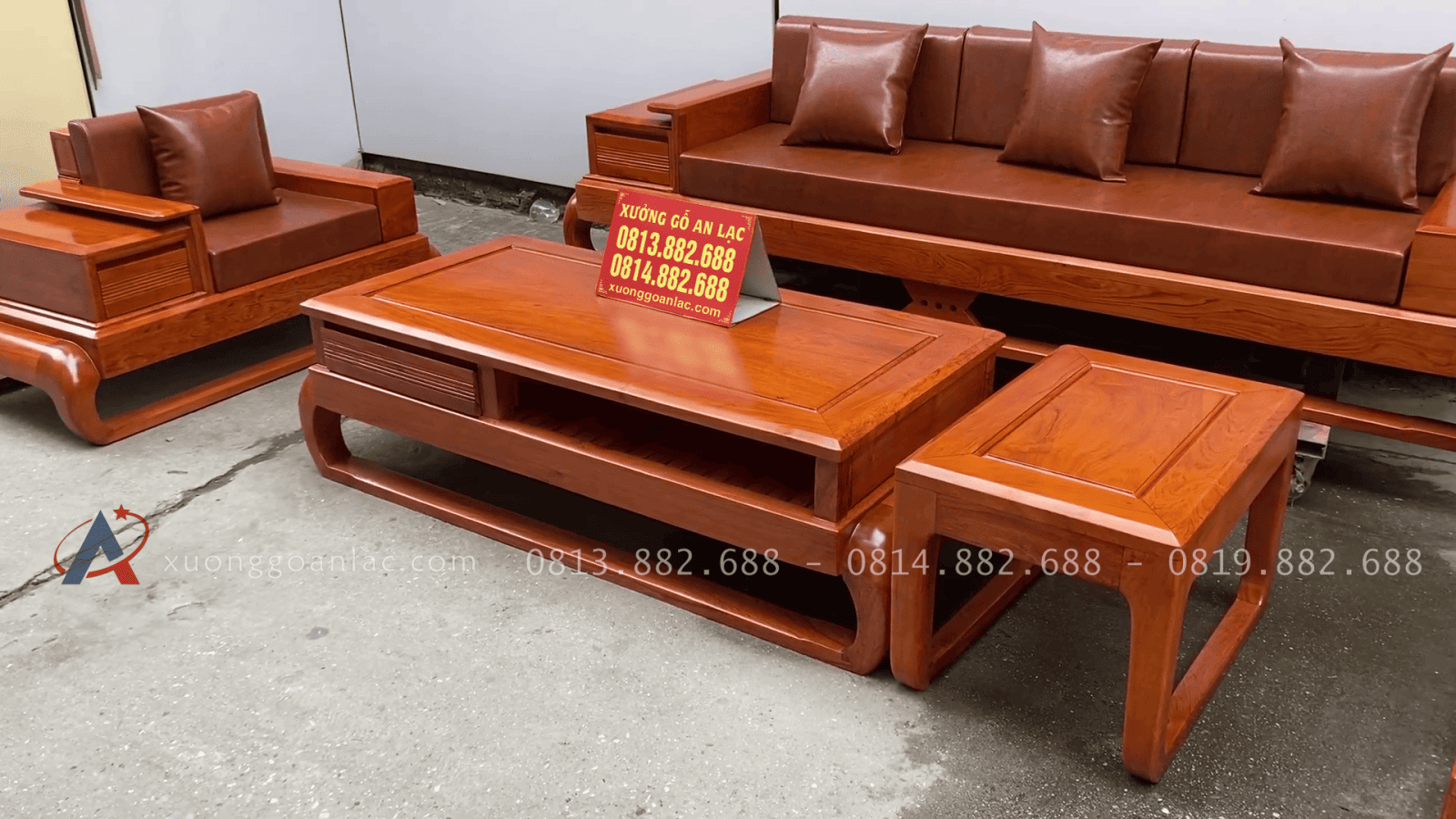 Combo sofa đùi gà full đệm da và kệ tivi giả nguyên khối gỗ hương đá vip (Anh Mạnh - Nam Định) 25 bộ sofa zito đùi gà 5 món