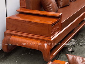 Combo sofa đùi gà full đệm da và kệ tivi giả nguyên khối gỗ hương đá vip (Anh Mạnh - Nam Định) 15 một bên bệ tay tích hợp ngăn kéo