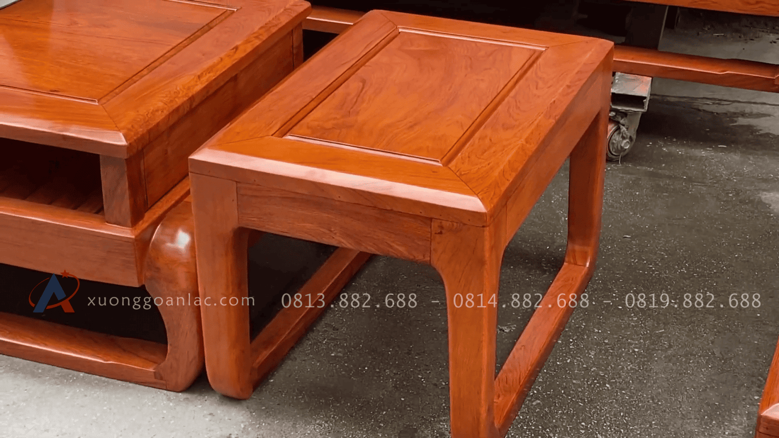 Combo sofa đùi gà full đệm da và kệ tivi giả nguyên khối gỗ hương đá vip (Anh Mạnh - Nam Định) 32 bàn con gỗ hương đá