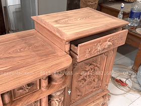Kệ tivi cột nho hàng dày đẹp đục tay dài 2m8 gỗ hương đá cao cấp (Anh Mạnh - Hải Phòng) 10 mặt kệ khung tranh ván liền