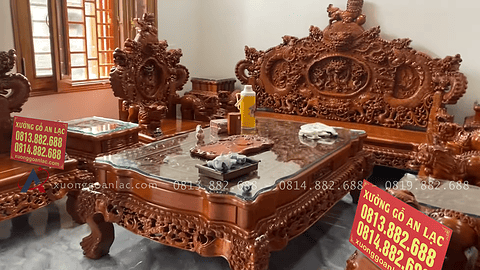 bàn ghế rồng đỉnh tay tỳ hưu 10 món hàng vip