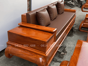 đoản dài gỗ hương kết hợp đệm da cao cấp
