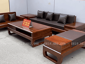 mẫu sofa chân choãi hiện đại gỗ hương đá phun màu óc chó