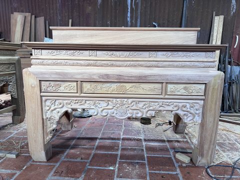 mẫu án gian thờ 2 cấp gỗ gõ