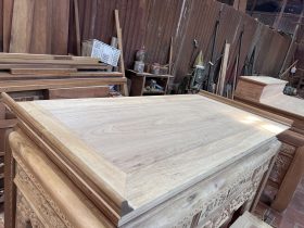 Án gian thờ ngũ phúc 2m17 gỗ gụ Lào chân 14 Anh Hiệp - Nghệ An 11 án gian mặt khung tranh