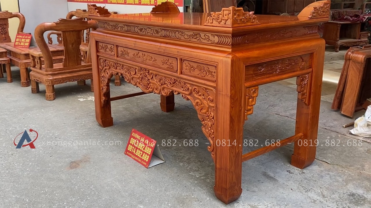 Án gian thờ mẫu như ý 1m97 chân 14 giao Hà Tĩnh 3 mẫu án gian gỗ hương đá