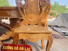 Bộ bàn ăn bầu dục và 8 ghế louis ngọc mặt trời gỗ gõ đỏ cao cấp (Anh Khiêm, Đà Nẵng) 14 mẫu ghế louis ngọc mặt trời