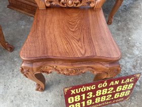 Bàn ăn nguyên khối 10 ghế hồng hạt gỗ hương đá siêu vip (Anh Hồng, Hà Nội) 25 mặt ghế ván tràn đẹp mắt