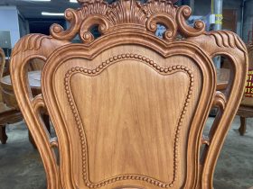 Bàn ăn tròn 12 ghế louis gỗ gõ đỏ cao cấp (Chú Hưng,Thái Bình) 17 lưng tựa thiết kế cầu kỳ