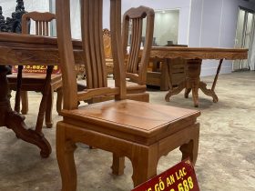 Bộ bàn ăn tròn cùng 6 ghế tựa nan gỗ gõ đỏ cao cấp (Anh Vịnh, Thái Nguyên) 15 mẫu ghế lan gỗ gõ đỏ