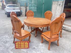mẫu bàn ăn tròn 6 ghế hoa cúc
