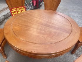 Bộ bàn ăn tròn 6 ghế hoa cúc sang trọng (Chú Quang, An Giang) 8 bàn ăn tròn gố hương đá