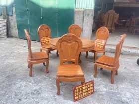 Bộ bàn ăn tròn 6 ghế hoa cúc sang trọng (Chú Quang, An Giang) 10 bộ bàn ăn 6 ghế