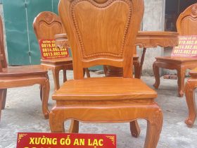 Bộ bàn ăn tròn 6 ghế hoa cúc sang trọng (Chú Quang, An Giang) 11 mẫu ghế hoa cúc gỗ hương đá