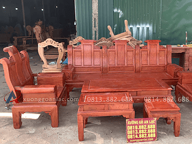 mẫu bàn ghế âu á cuốn thư gỗ hương đá