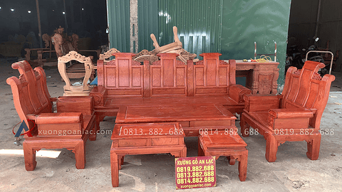 mẫu bàn ghế âu á cuốn thư gỗ hương đá
