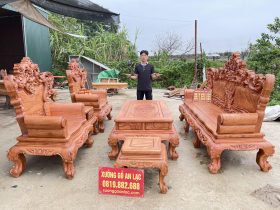 bàn ghế hoàng gia 6 món gỗ hương đá