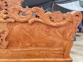 Bộ bàn ghế hoàng gia chân 14- 6 món gỗ hương đá cao cấp 24 các họa tiết hoa hồng lá tây trên ghế