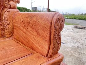 Bộ bàn ghế hoàng gia chân 14- 6 món gỗ hương đá cao cấp 26 Tay ghế tạo hình xoắn lá tây