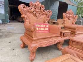 Bộ bàn ghế hoàng gia chân 14- 6 món gỗ hương đá cao cấp 27 ghế đơn louis hoàng gia
