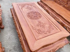 Bộ bàn ghế hoàng gia chân 14- 6 món gỗ hương đá cao cấp 16 bàn ghế louis hoàng gia 6 món