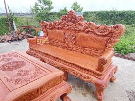Bộ bàn ghế hoàng gia chân 14- 6 món gỗ hương đá cao cấp 17 đoản dài gỗ hương đá