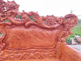 Bộ bàn ghế hoàng gia chân 14- 6 món gỗ hương đá cao cấp 22 Trung tâm vách tựa giữ trơn